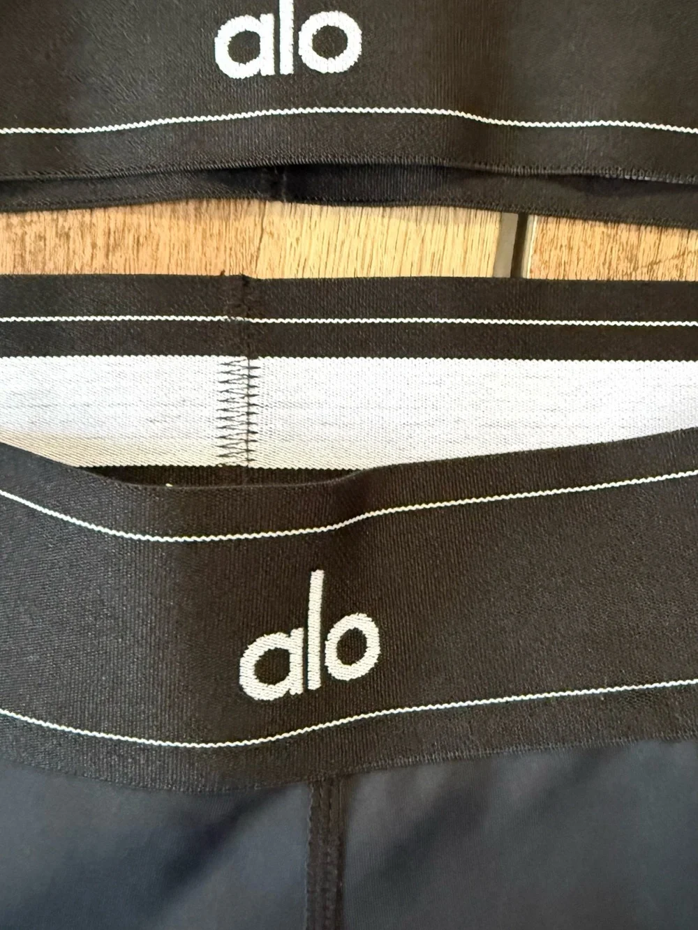 ALO Yoga Black Activewear Set with White Logo Trim